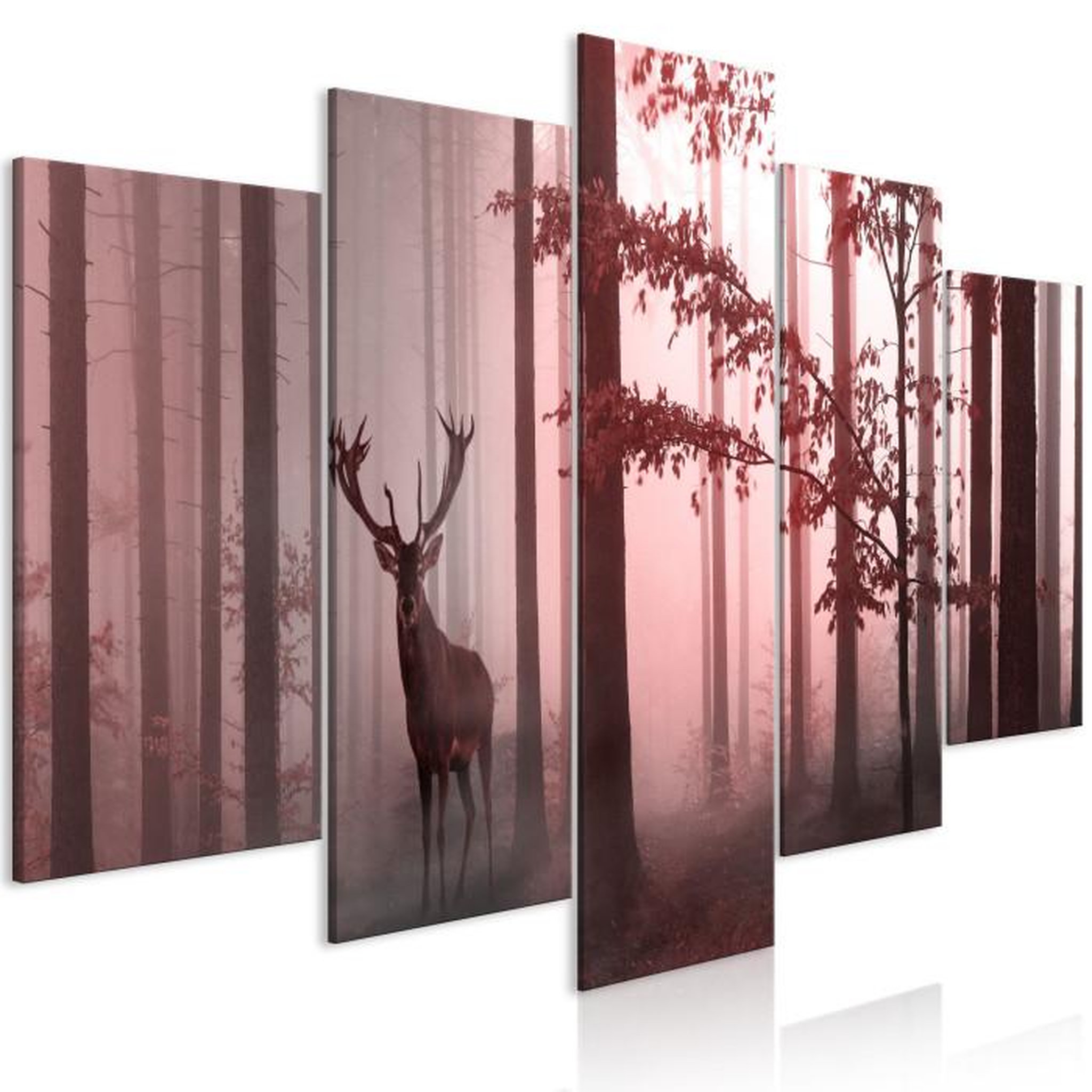 Paris Prix Tableau Imprimé 5 Panneaux  Morning Wide Pink. Coloris disponibles : Multicolore