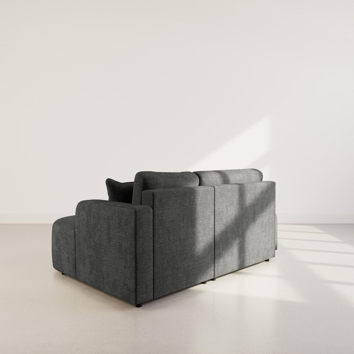 BEST MOBILIER Miro - canapé d'angle droit 4 places convertible avec coffre en velours texturé