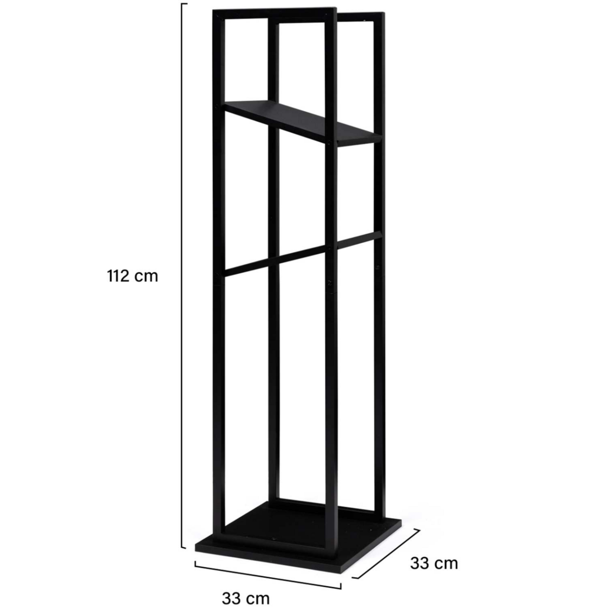 ID MARKET Range bûches vertical acier noir avec 2 étagères H.112 CM pour cheminée