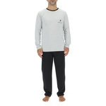 PIERRE CARDIN Ensemble Pyjama long homme en coton uni Logo poitrine. Coloris disponibles : Gris