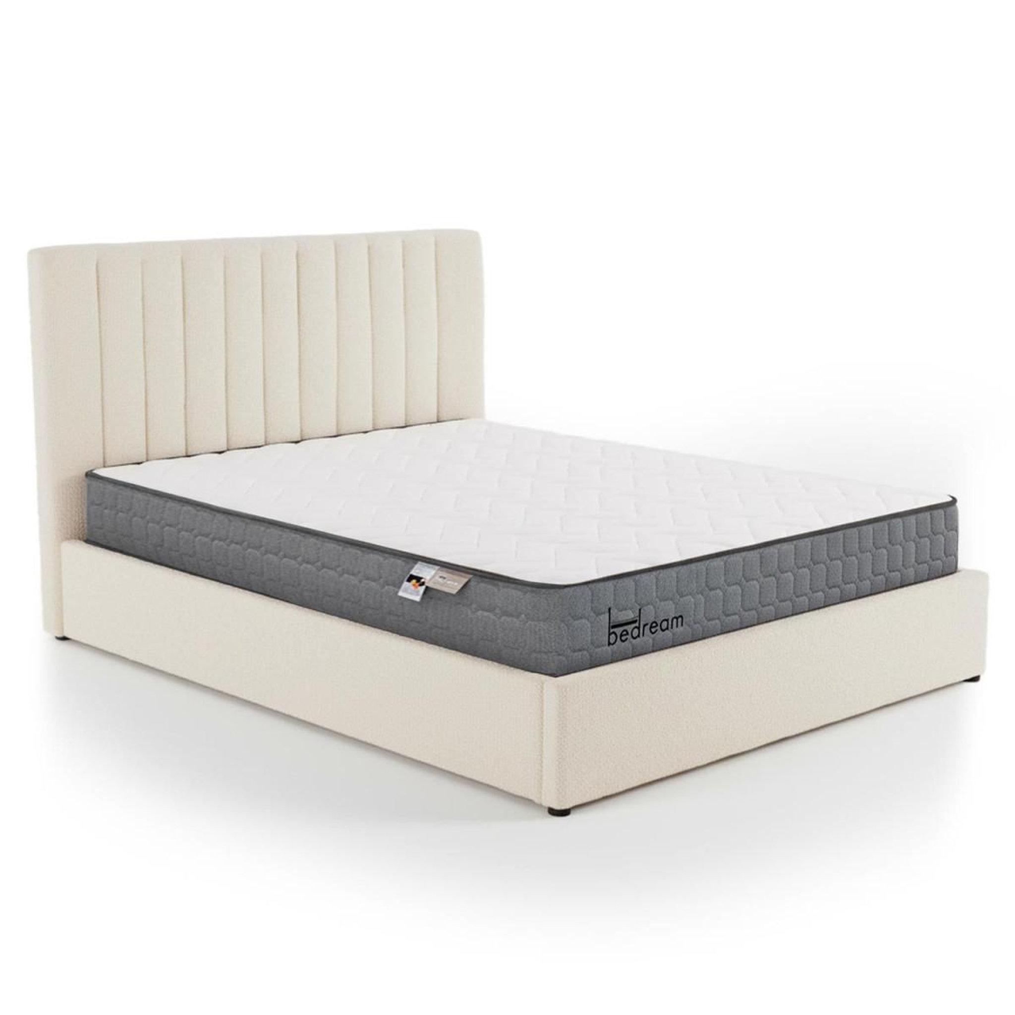 Paris Prix Pack lit coffre bouclette  dream  & matelas  goodream  180x200cm beige