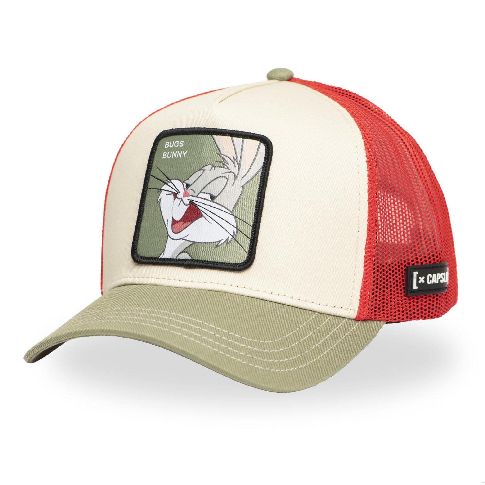 CAPSLAB Casquette trucker avec filet en sergé de coton looney tunes bug bunny. Coloris disponibles : Beige