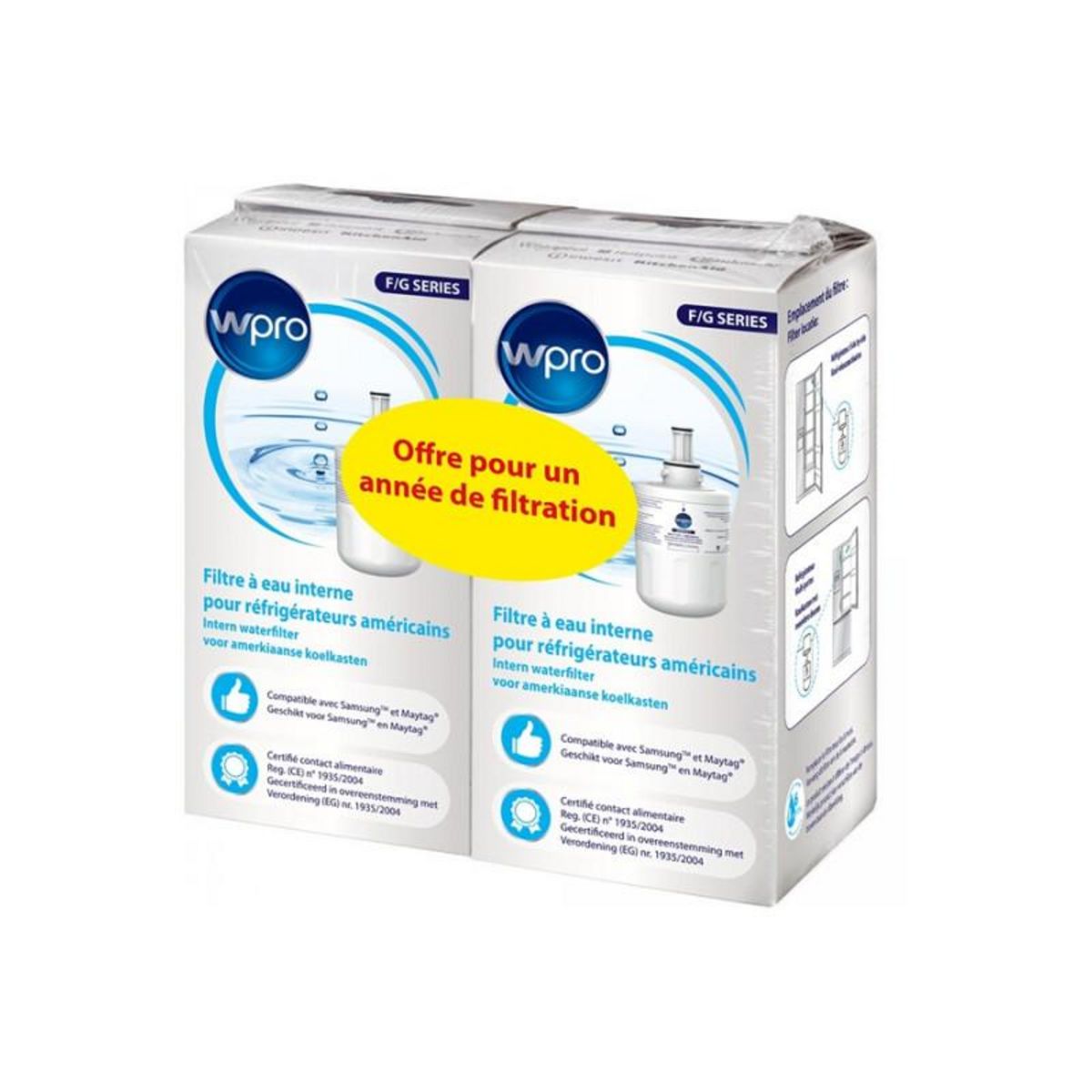 WPRO Filtre réfrigérateur américain (OBS) Wpro Pack Filtres Internes BSMG001 Réfrigérateur