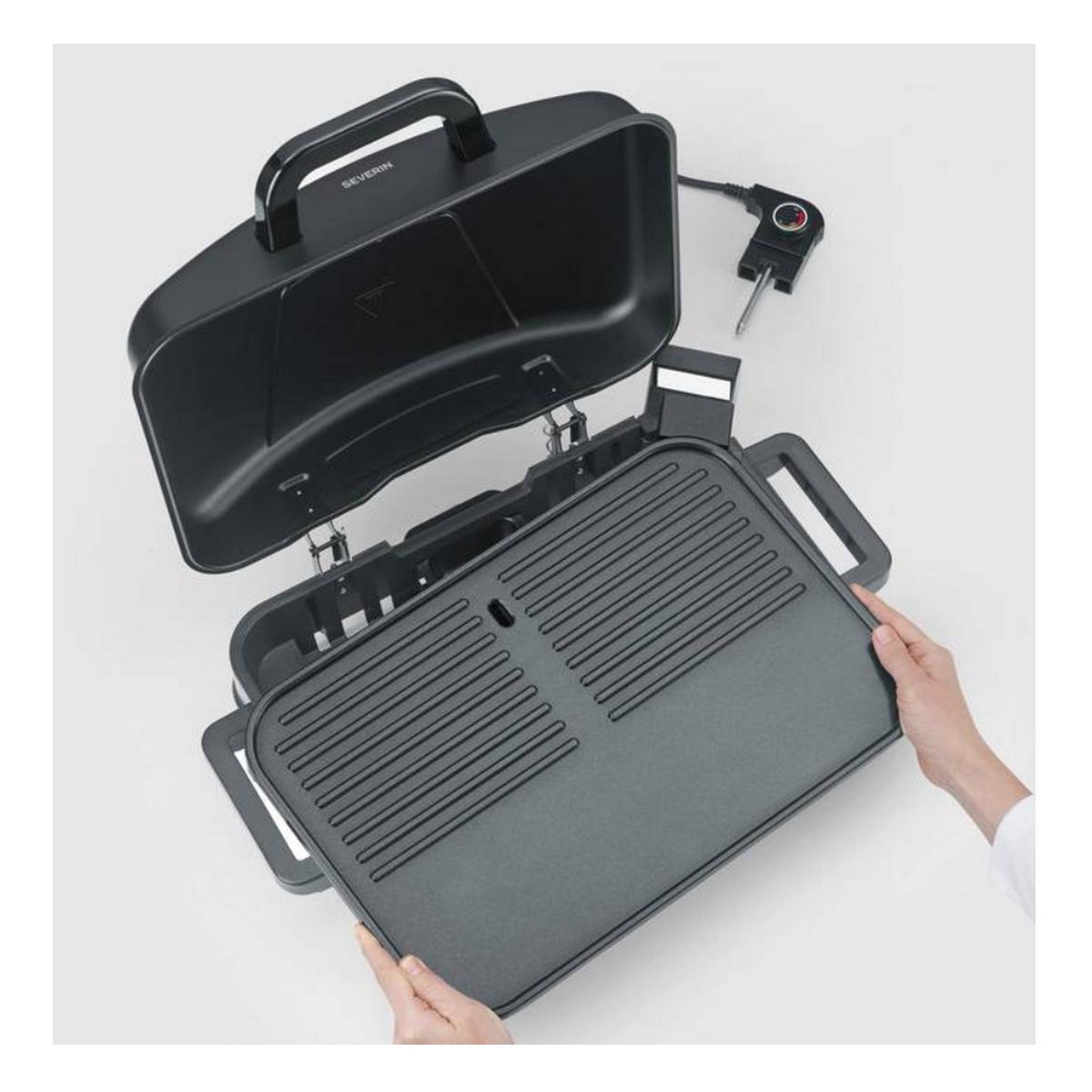 Voir la diapositive 4 : SEVERIN Barbecue électrique sur pieds 2300w noir - pg8598