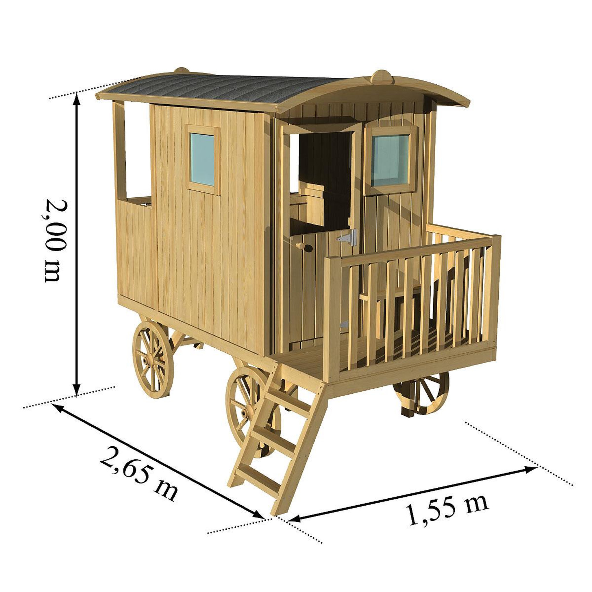 Voir la diapositive 4 : Soulet Cabane roulotte pour enfant - Bois - H2m - CARRY