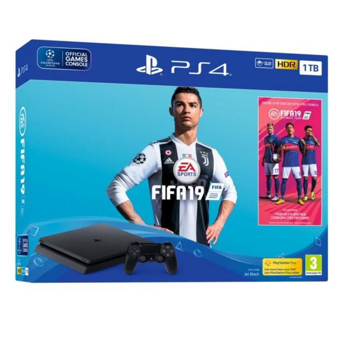 SONY Console PS4 Slim Black 1To + Fifa 19