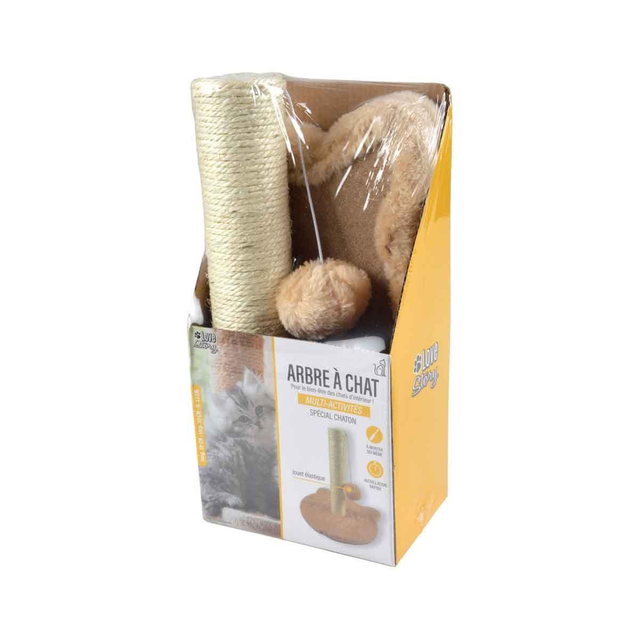 Voir la diapositive 4 : LOVE STORY Arbre à chat avec socle  tête  33cm écru