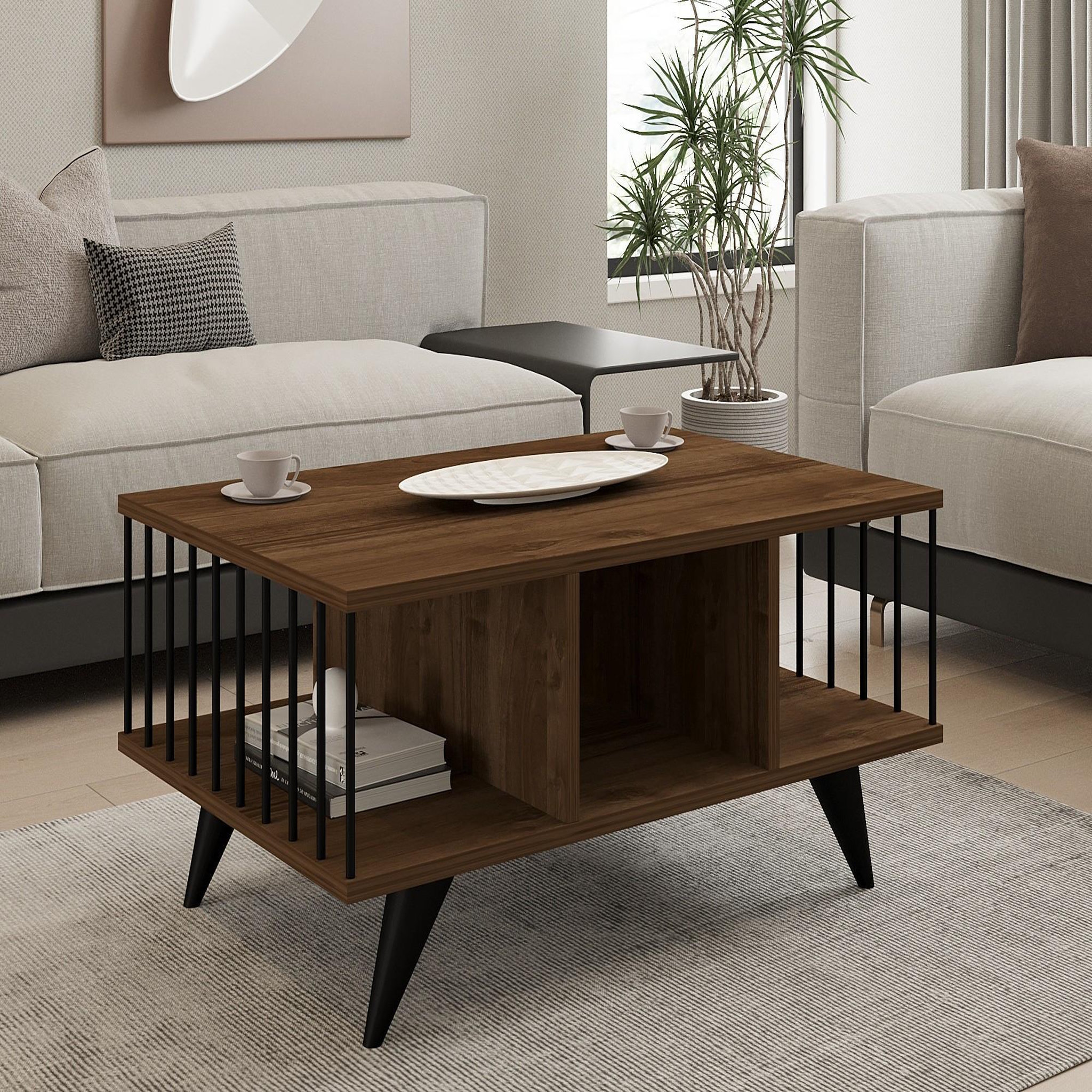 Voir la diapositive 2 : Habitat et Jardin Table basse en bois  bert  - 90 x 60 x 40 cm - noyer
