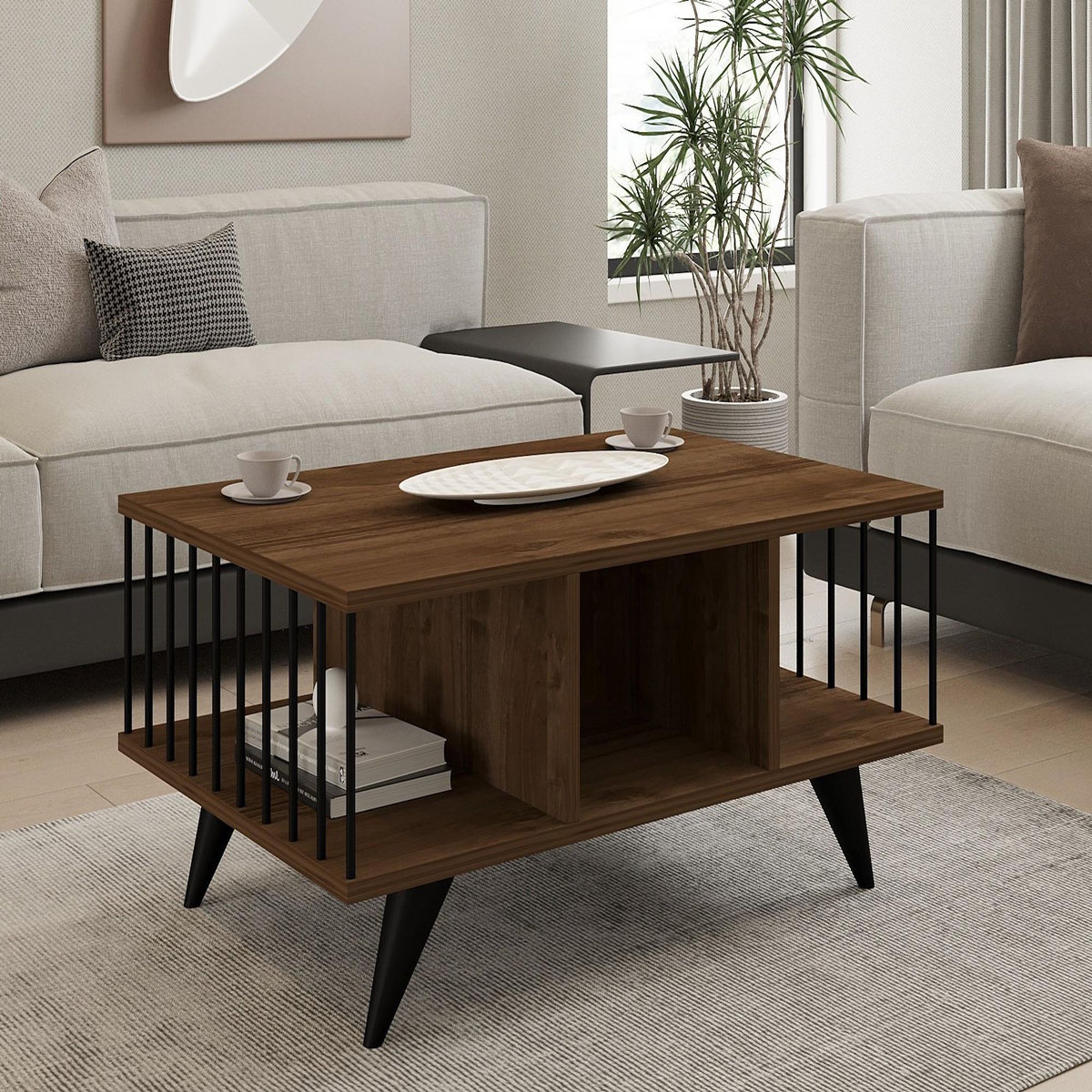 Habitat et Jardin Table basse en bois  Bert  - 90 x 60 x 40 cm - Noyer