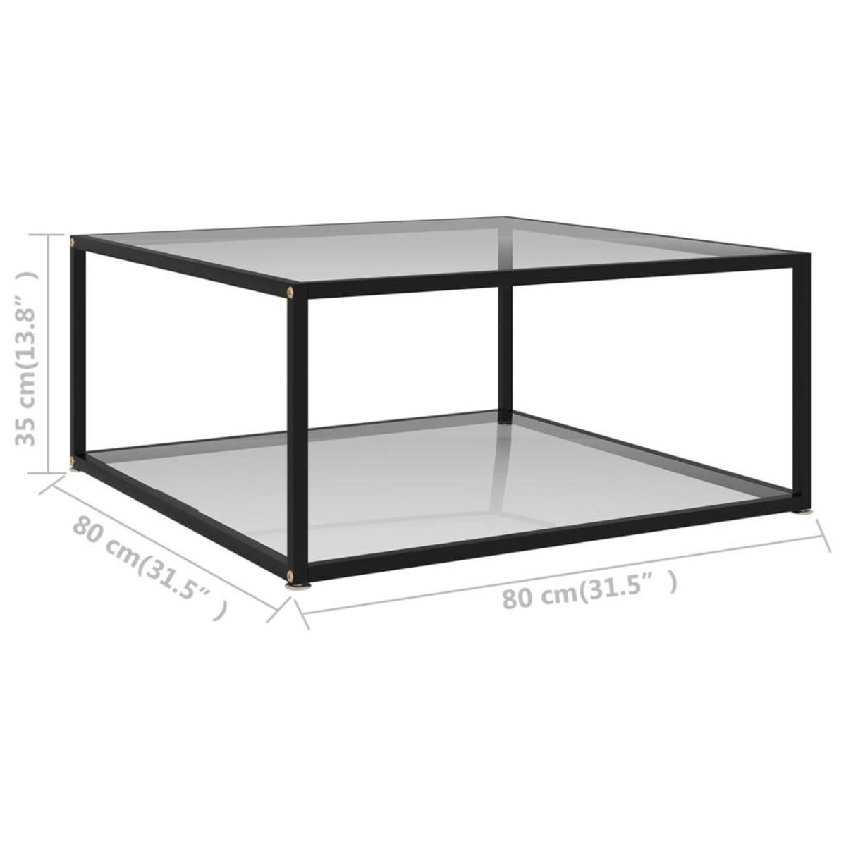 VIDAXL Table basse Transparent 80x80x35 cm Verre trempe