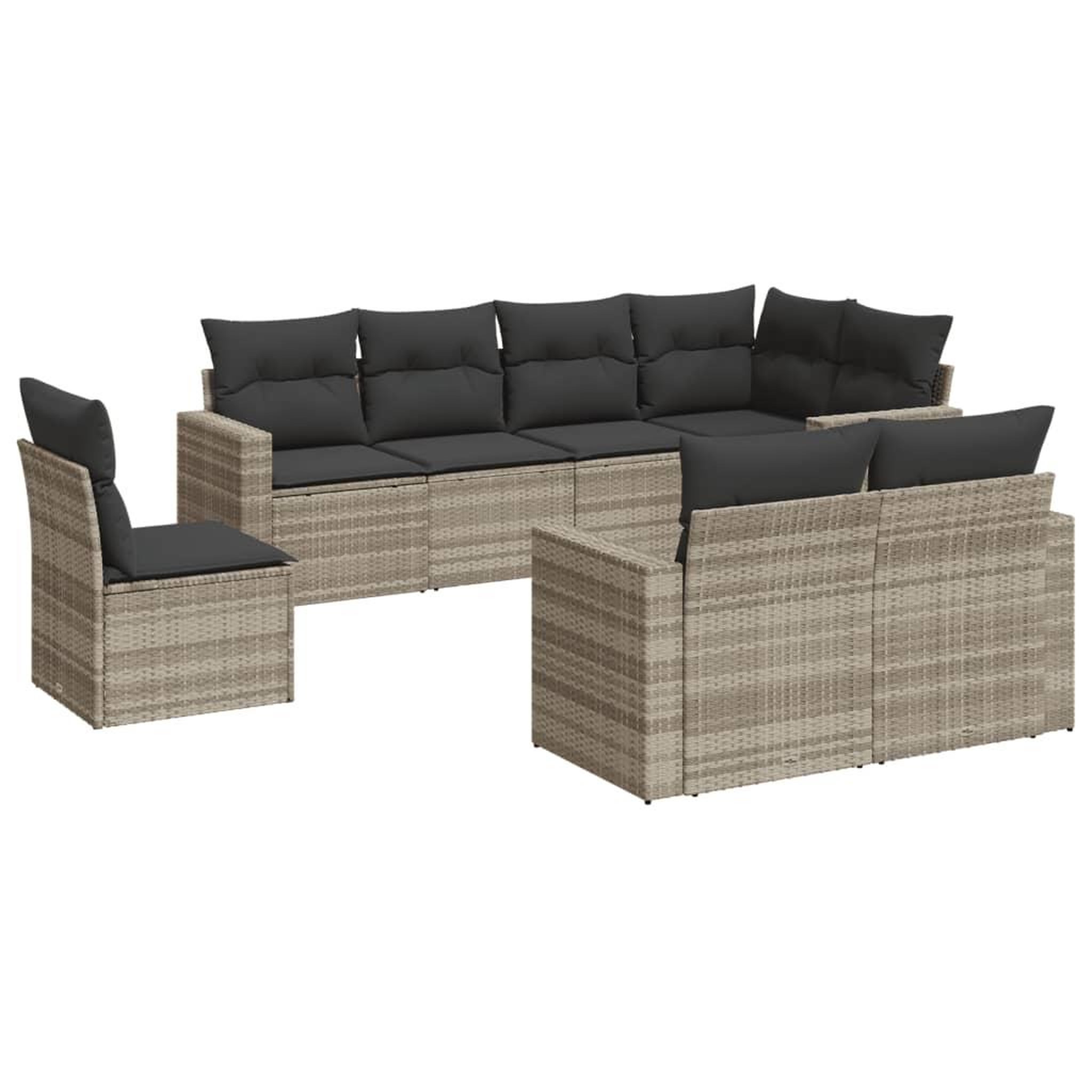 Voir la diapositive 2 : VIDAXL Salon de jardin 8 pcs avec coussins gris clair resine tressee