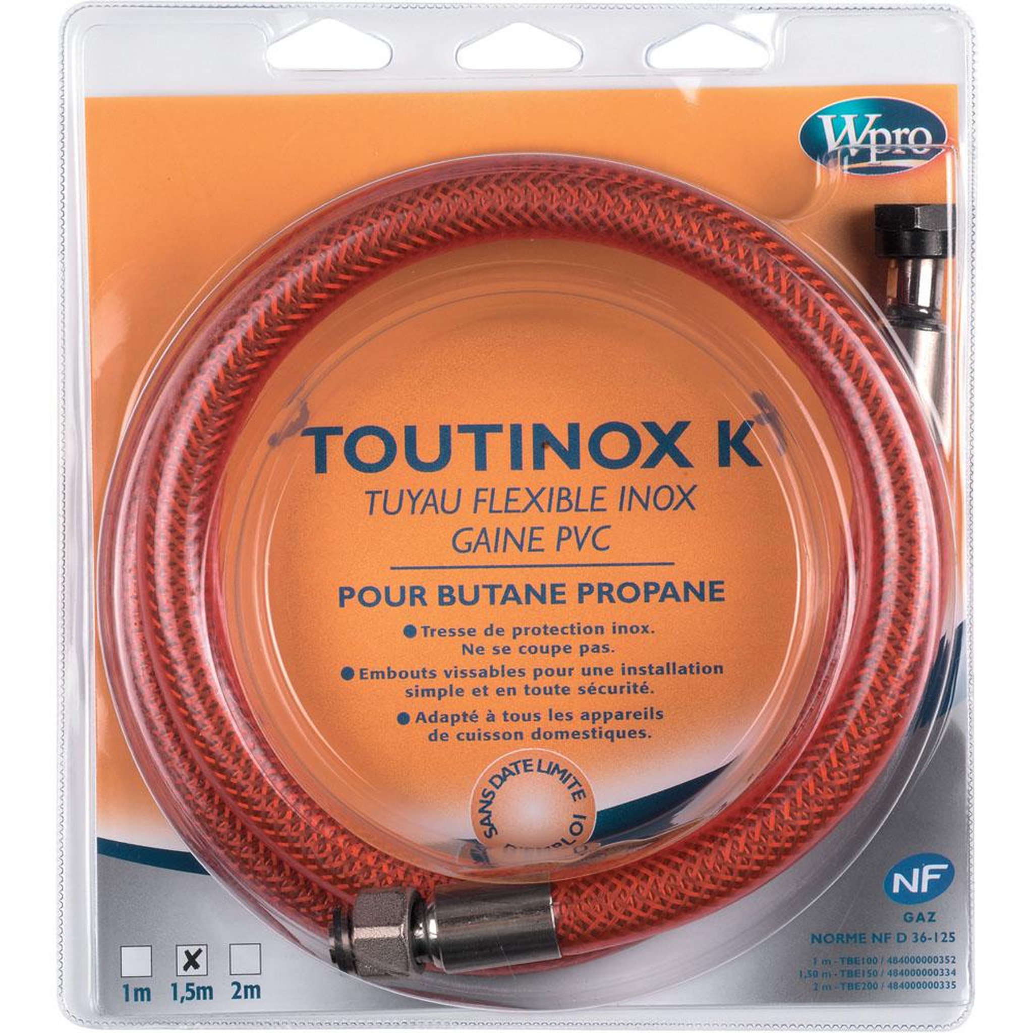 WPRO Tuyaux de gaz butane/propane 2m - tbe200