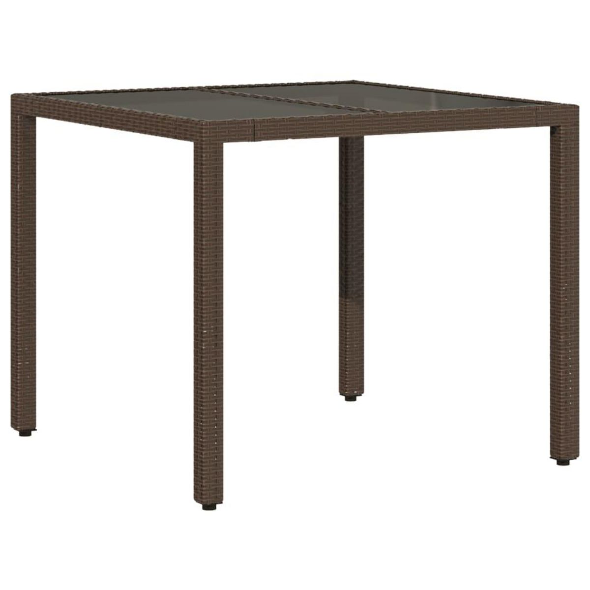 VIDAXL Table de jardin avec dessus en verre marron resine tressee