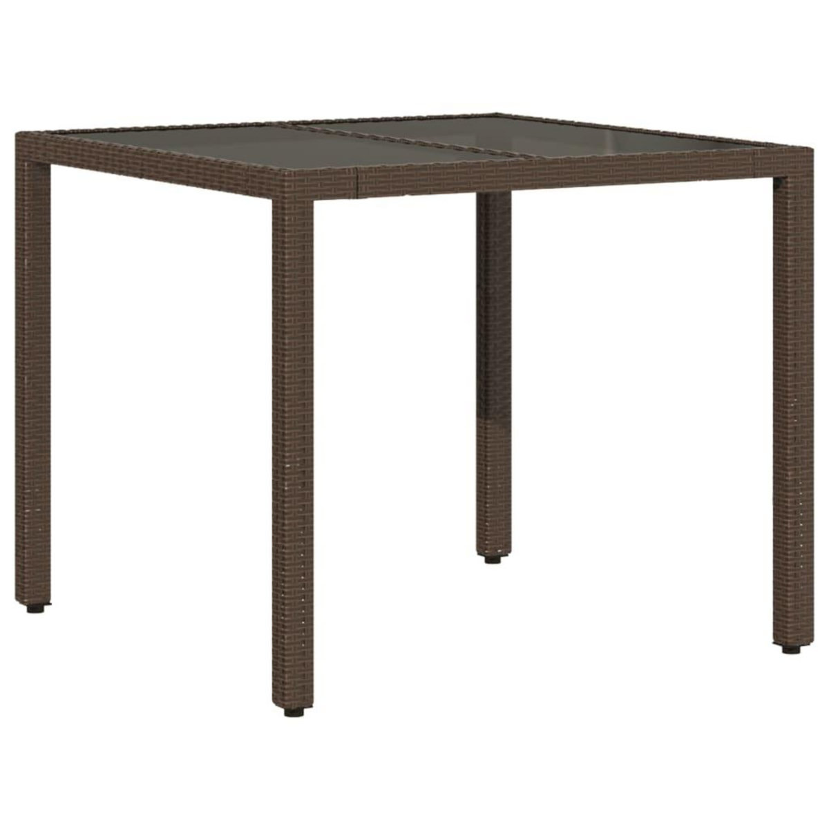 VIDAXL Table de jardin avec dessus en verre marron resine tressee