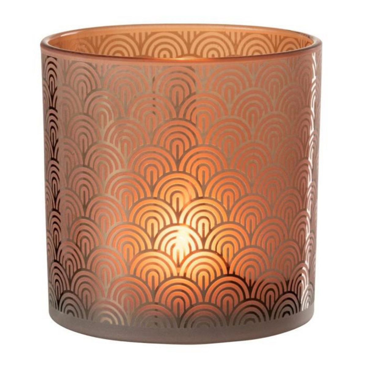 Paris Prix Photophore Déco en Verre  Arc  15cm Orange