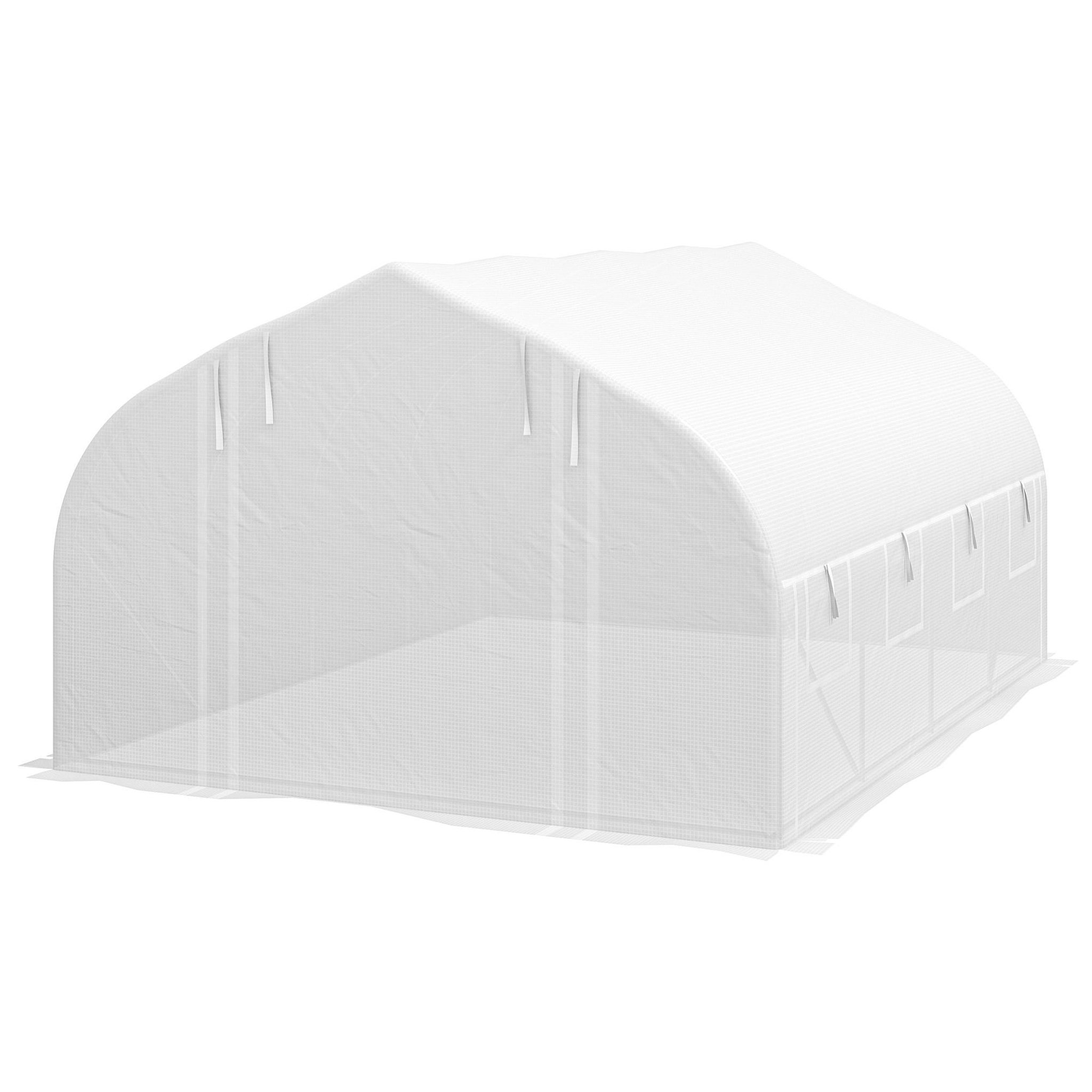Voir la diapositive 5 : OUTSUNNY Serre tunnel de jardin 12 m² bâche pe haute densité 140 g/m² blanc
