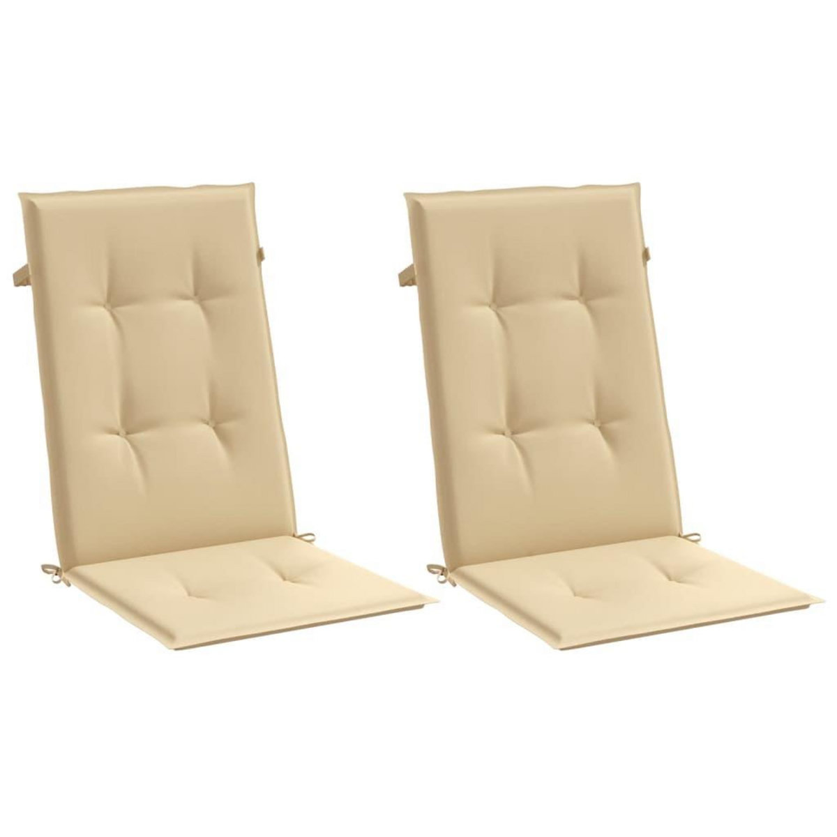 VIDAXL Coussins de chaise a dossier haut lot de 2 beige melange tissu