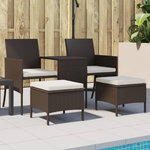 VIDAXL Canape de jardin 2 places avec table et tabourets marron rotin