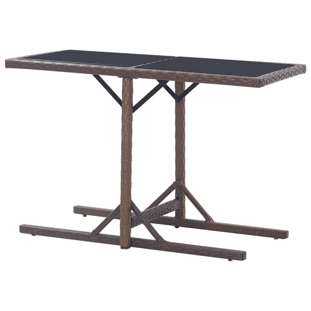 VIDAXL Table de jardin Marron 110x53x72 cm Verre et resine tressee