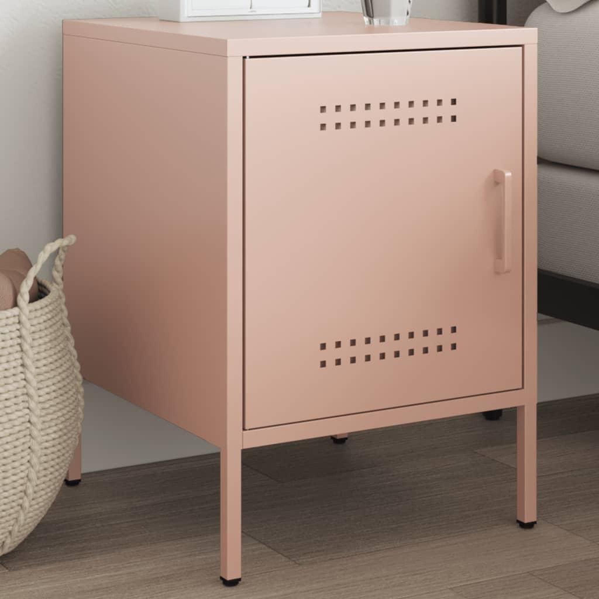 VIDAXL Table de chevet rose 36x39x50,5 cm acier