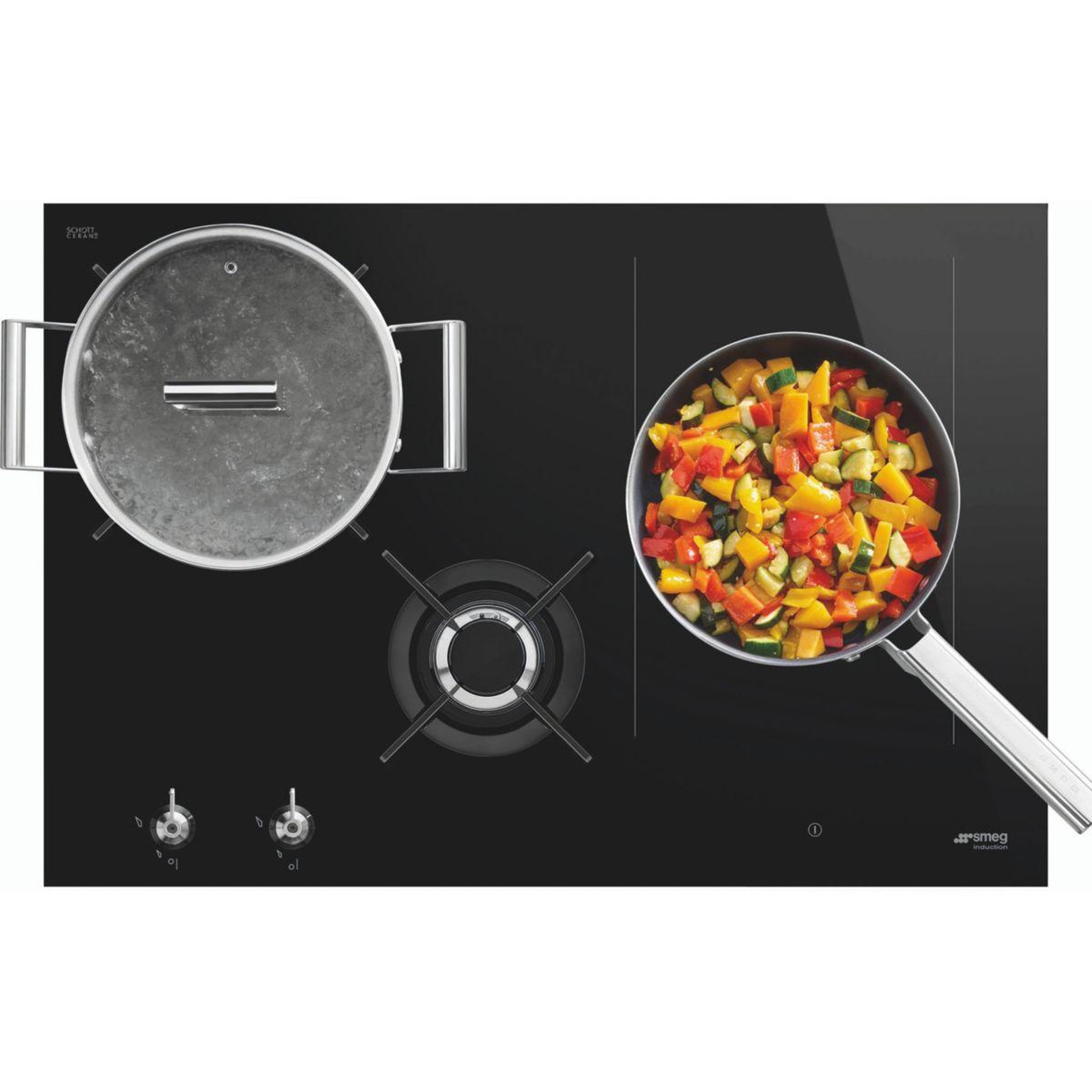 Voir la diapositive 5 : SMEG Plaque mixte induction gaz PM3743D