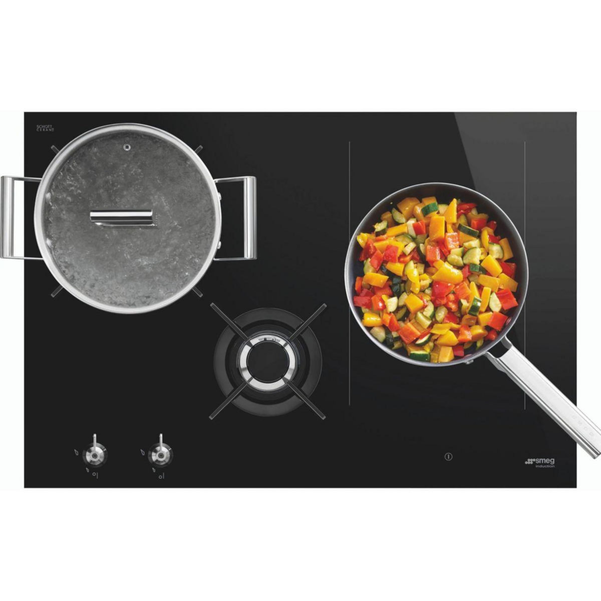 SMEG Plaque mixte induction gaz PM3743D