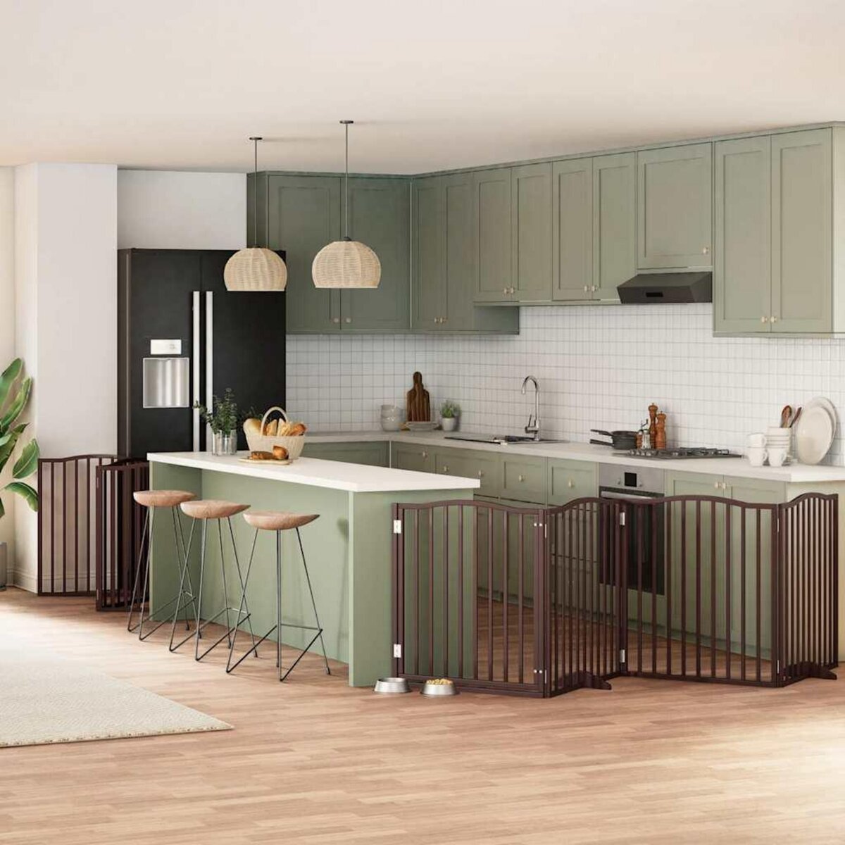 VIDAXL Barriere pour chien porte pliable 10 panneaux bois de peuplier