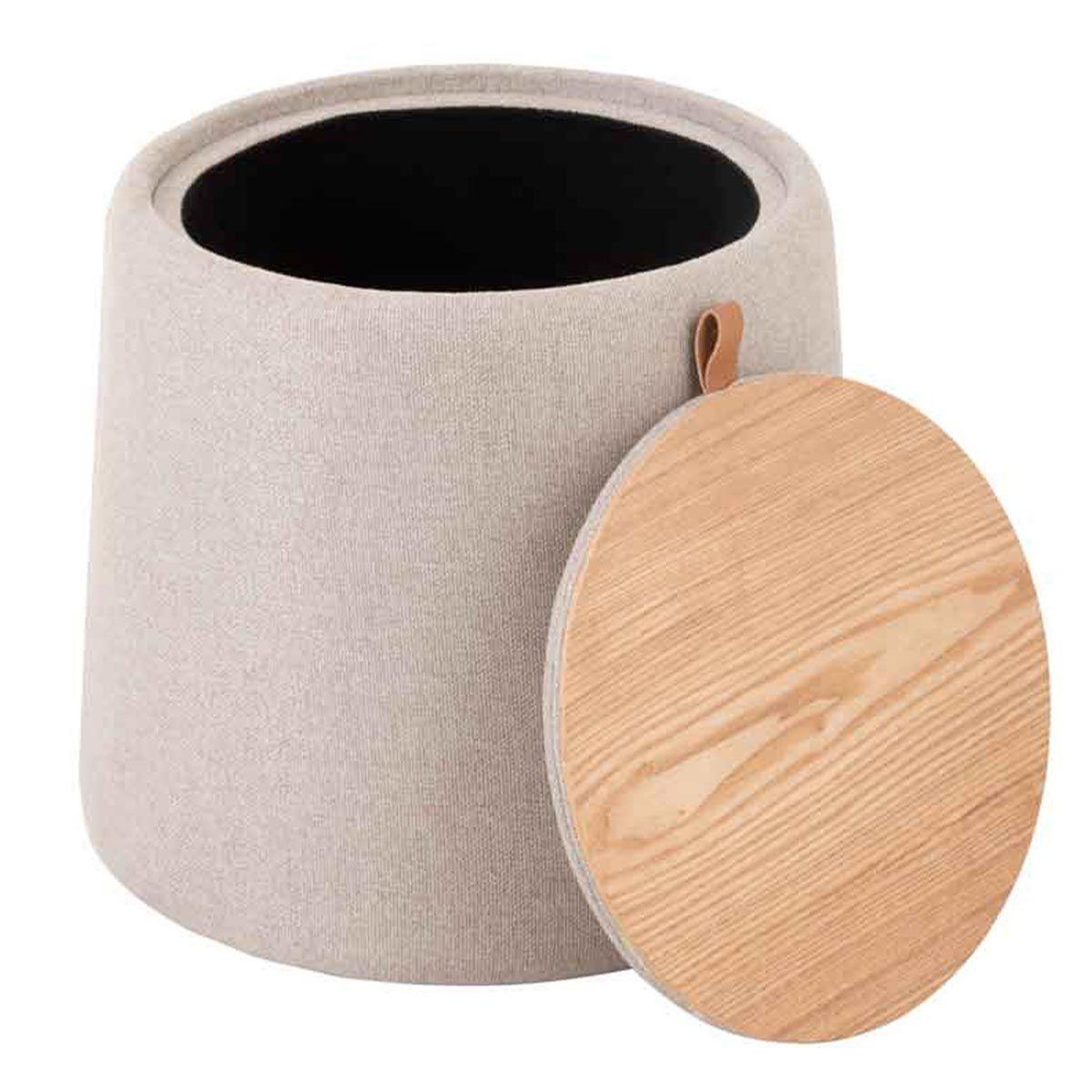 Voir la diapositive 4 : J-LINE Pouf rond design  munica  43cm beige