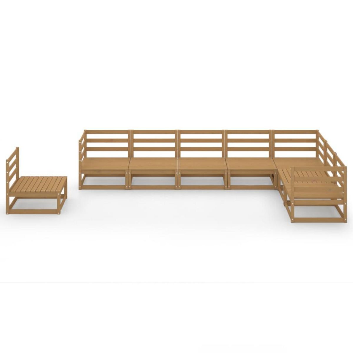 VIDAXL Salon de jardin 8 pcs marron miel bois de pin massif
