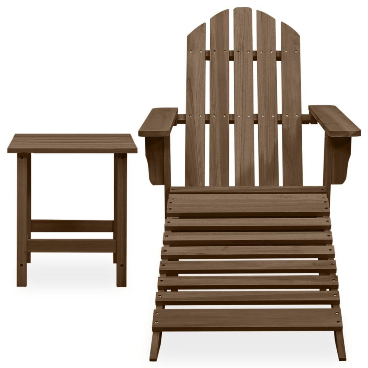 VIDAXL Chaise de jardin Adirondack avec pouf et table Sapin Marron