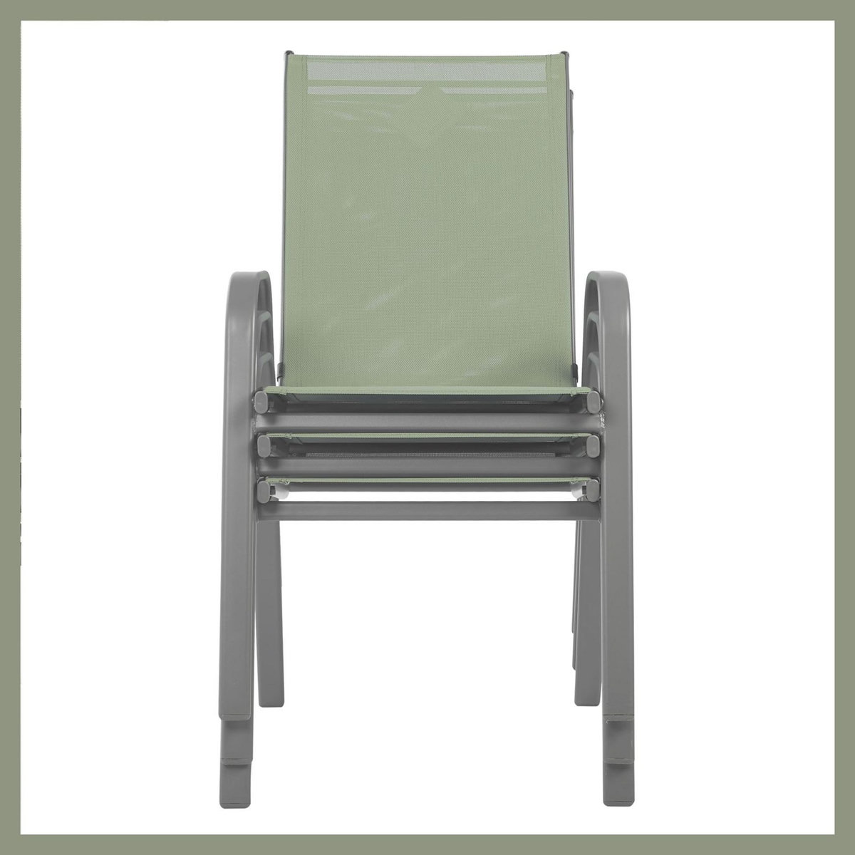 GARDENSTAR Fauteuil de jardin empilable - Acier/textilène - Vert iceberg