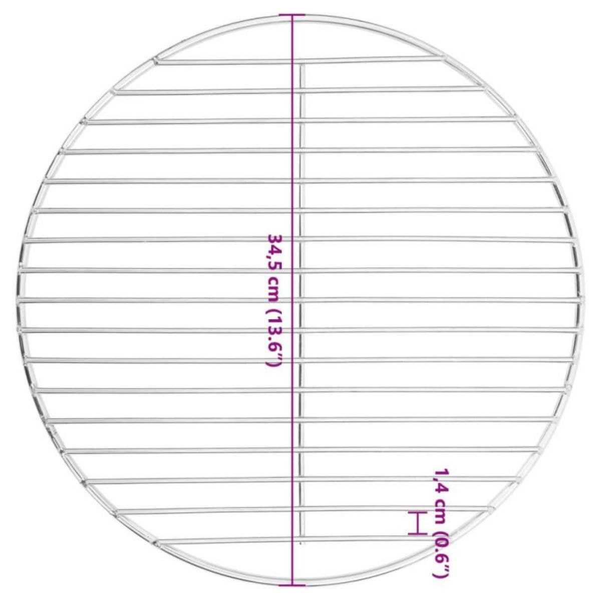VIDAXL Grille de barbecue ronde Ø34,5 cm acier inoxydable 304