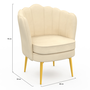 Voir la diapositive 5 : ID MARKET Fauteuil coquillage ADELLA crème en velours pieds dorés