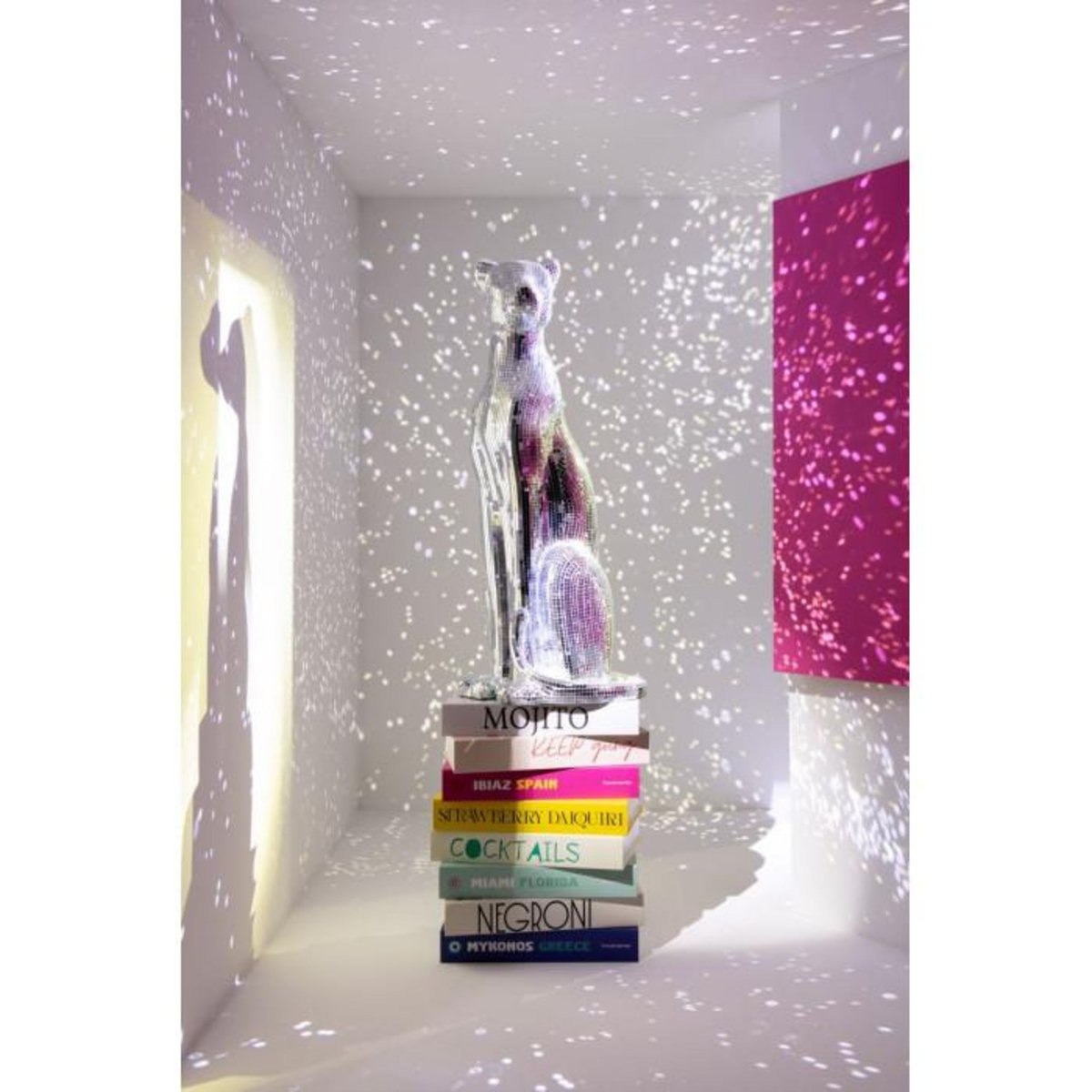 Paris Prix Statue Déco Léopard  Disco  62cm Argent