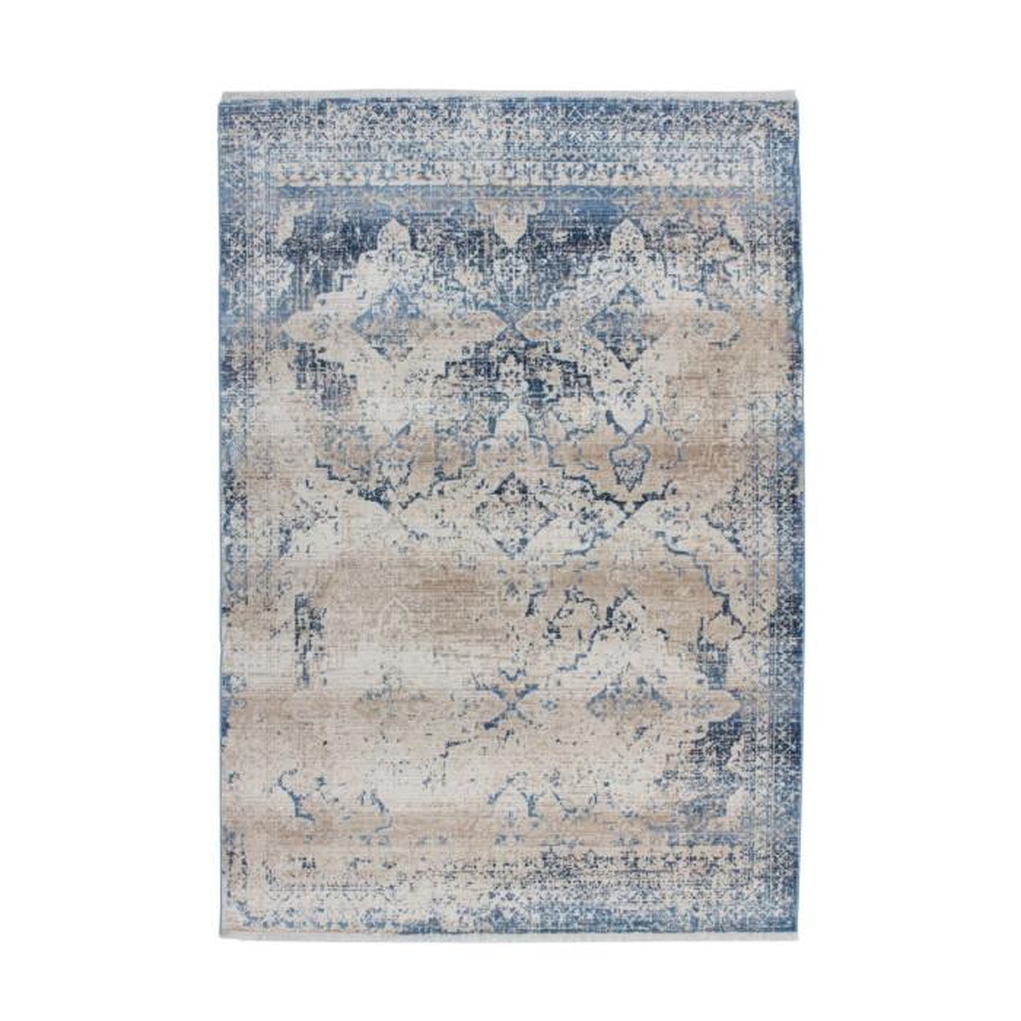 Paris Prix Tapis Imprimé Tissé à la Main  Antigua  Crème & Bleu. Coloris disponibles : Beige