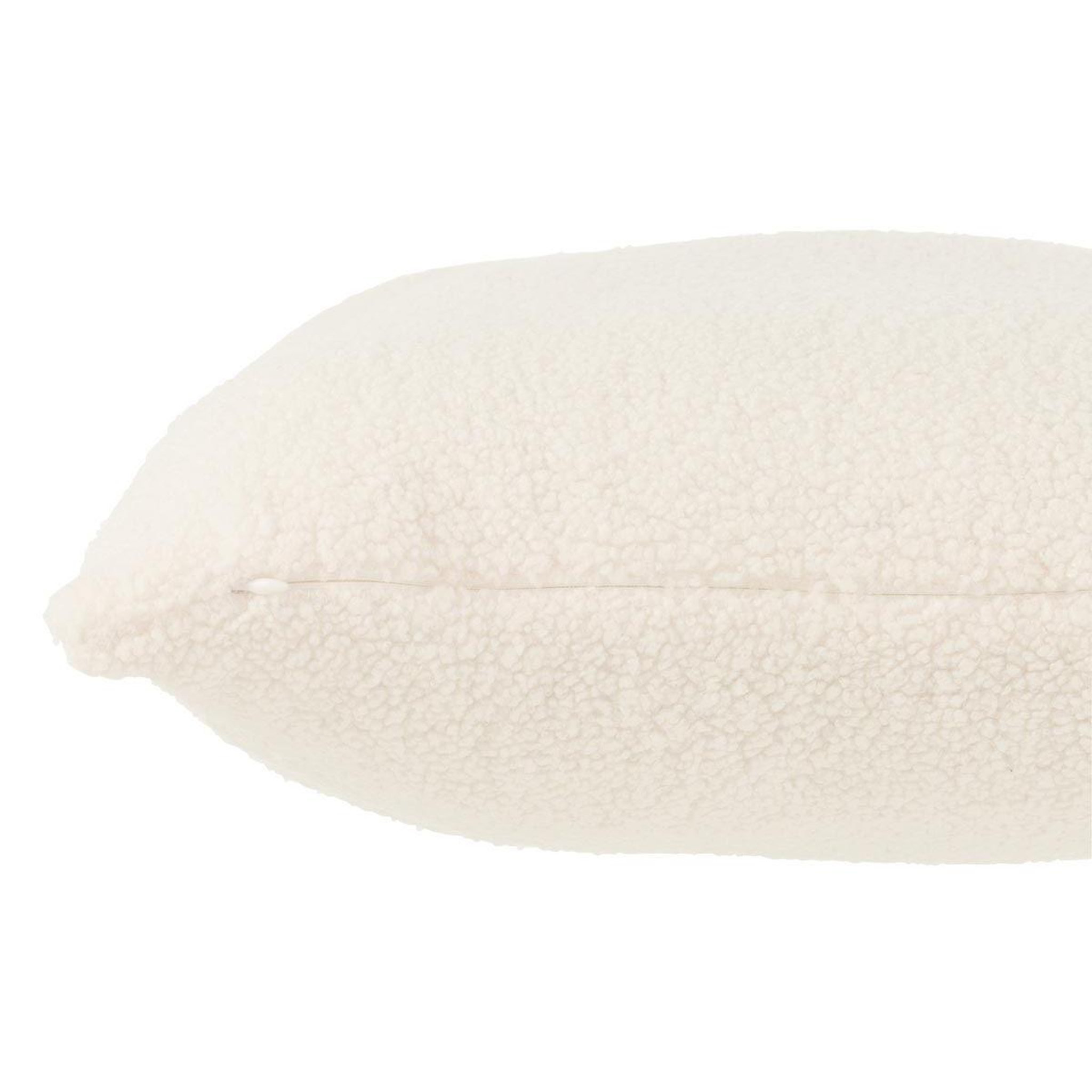 Voir la diapositive 2 : J-LINE Coussin déco bouclette  teddy  45x45cm blanc