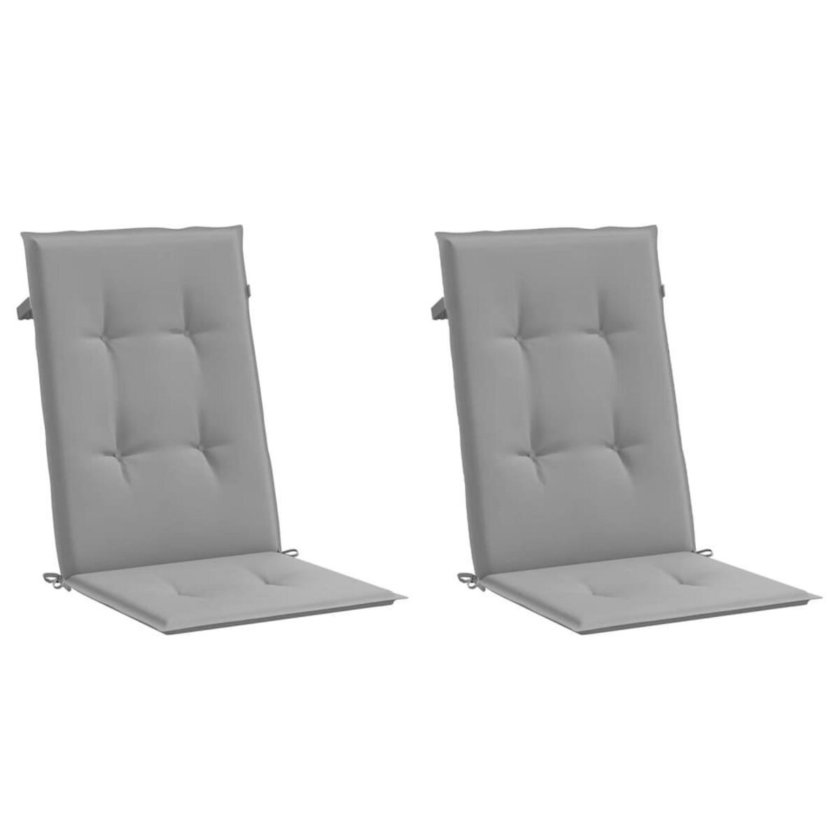 VIDAXL Coussins de chaise de jardin a dossier haut lot de 2 gris tissu