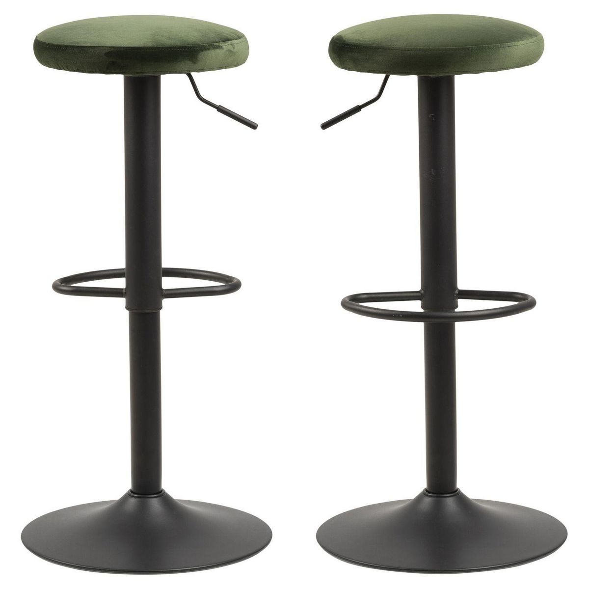 TOILINUX Lot de 2 Tabourets de bar Finch avec repose pieds et hauteur réglable en tissu et métal
