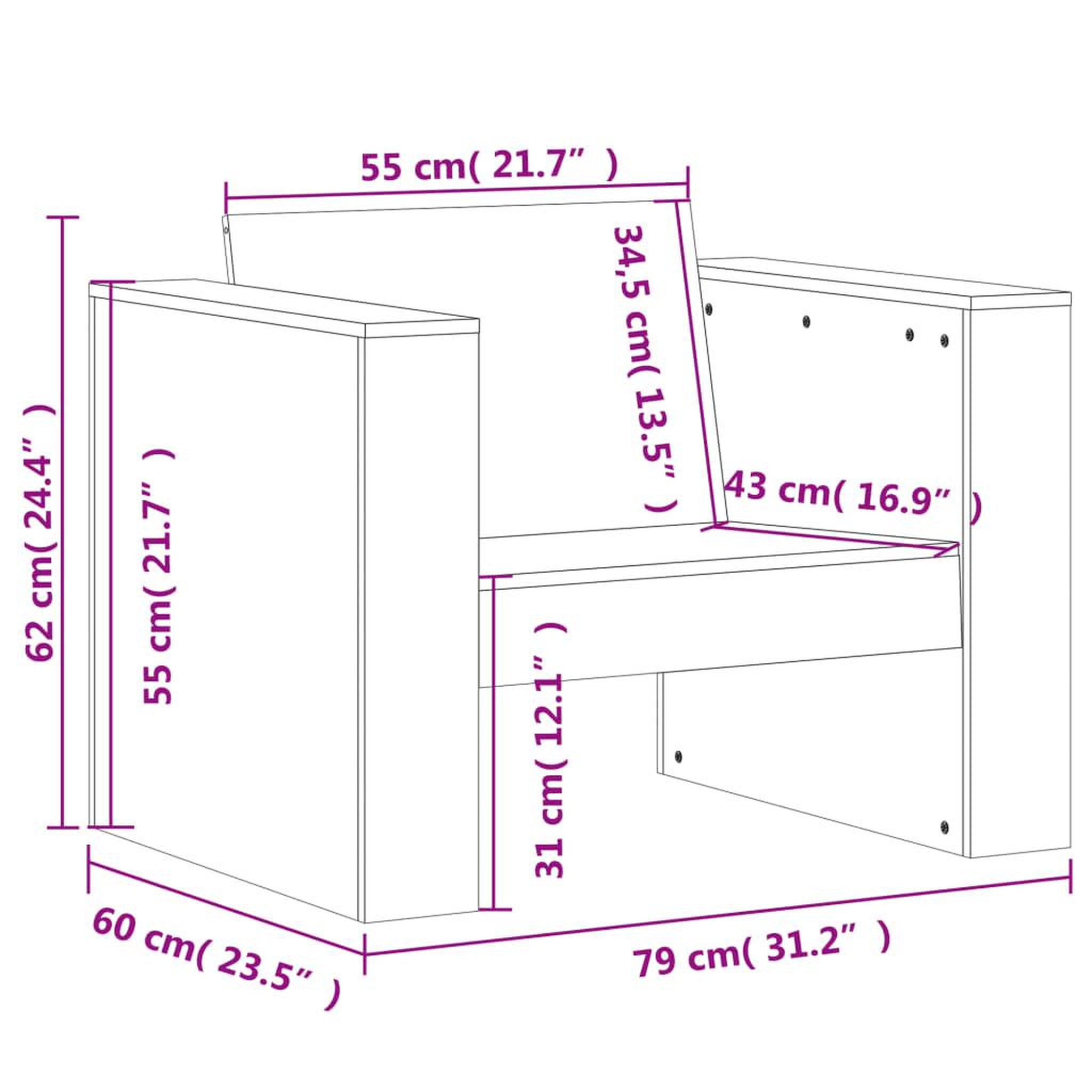 Voir la diapositive 6 : VIDAXL Canape de jardin blanc 79x60x62 cm bois de pin massif