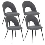 TOILINUX Lot de 4 chaises pieds métal assise tissu RAVEN - Gris