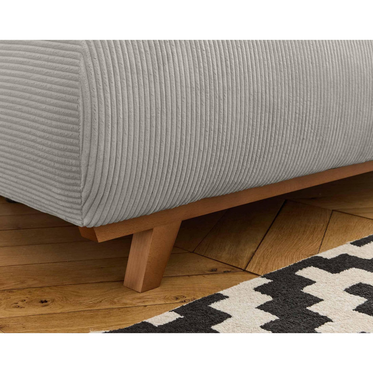 BEST MOBILIER Cristal - fauteuil - convertible avec coffre et grand pouf - en velours côtelé