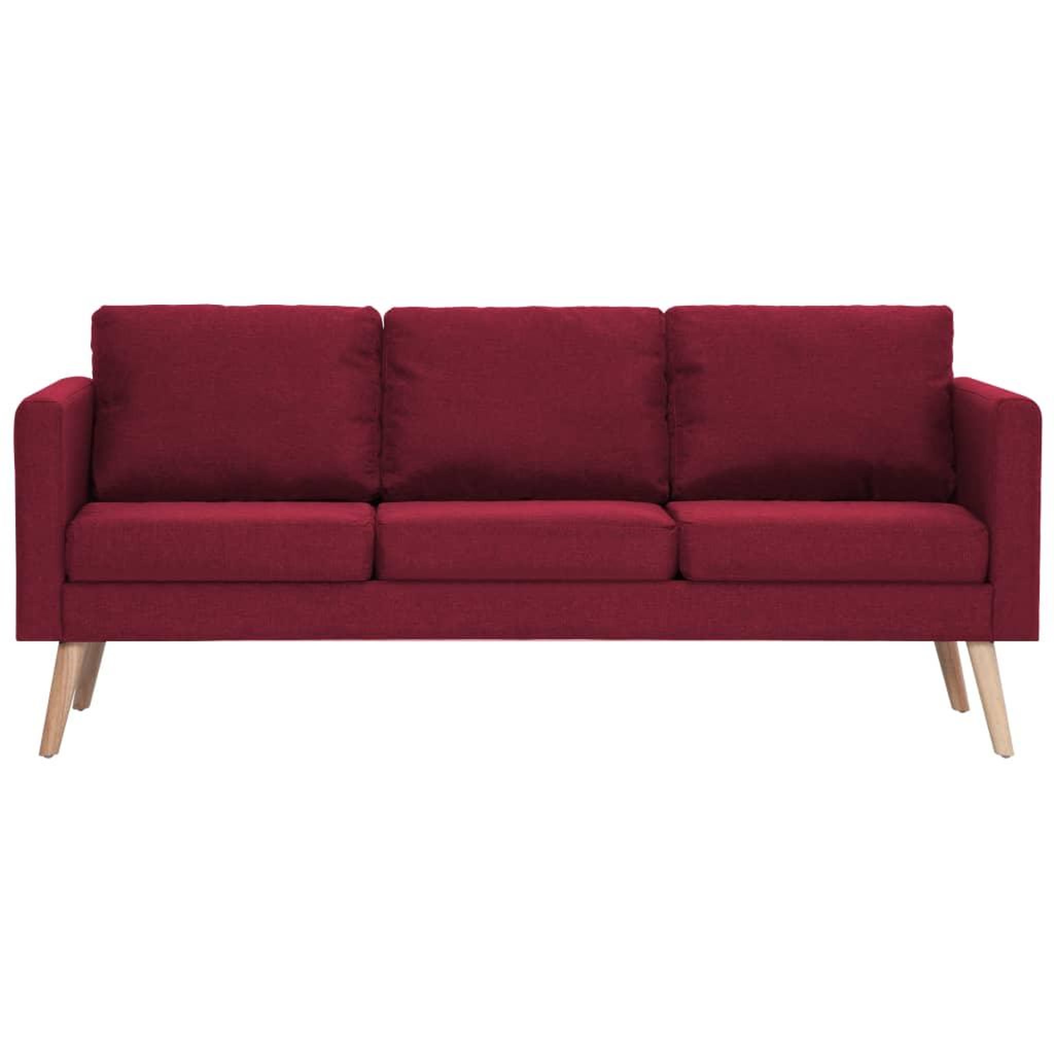 Voir la diapositive 3 : VIDAXL Canape a 3 places Tissu Rouge bordeaux