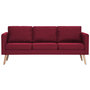 Voir la diapositive 3 : VIDAXL Canape a 3 places Tissu Rouge bordeaux
