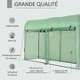 Voir la diapositive 4 : OUTSUNNY Serre de Jardin serre à tomates dim. 3L x 1l x 2H m 2 portes zippées déroulantes 4 fenêtres enroulables acier PE haute densité 140 g/m² anti-UV vert