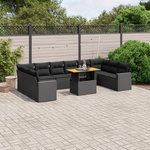 VIDAXL Salon de jardin 11 pcs avec coussins noir resine tressee