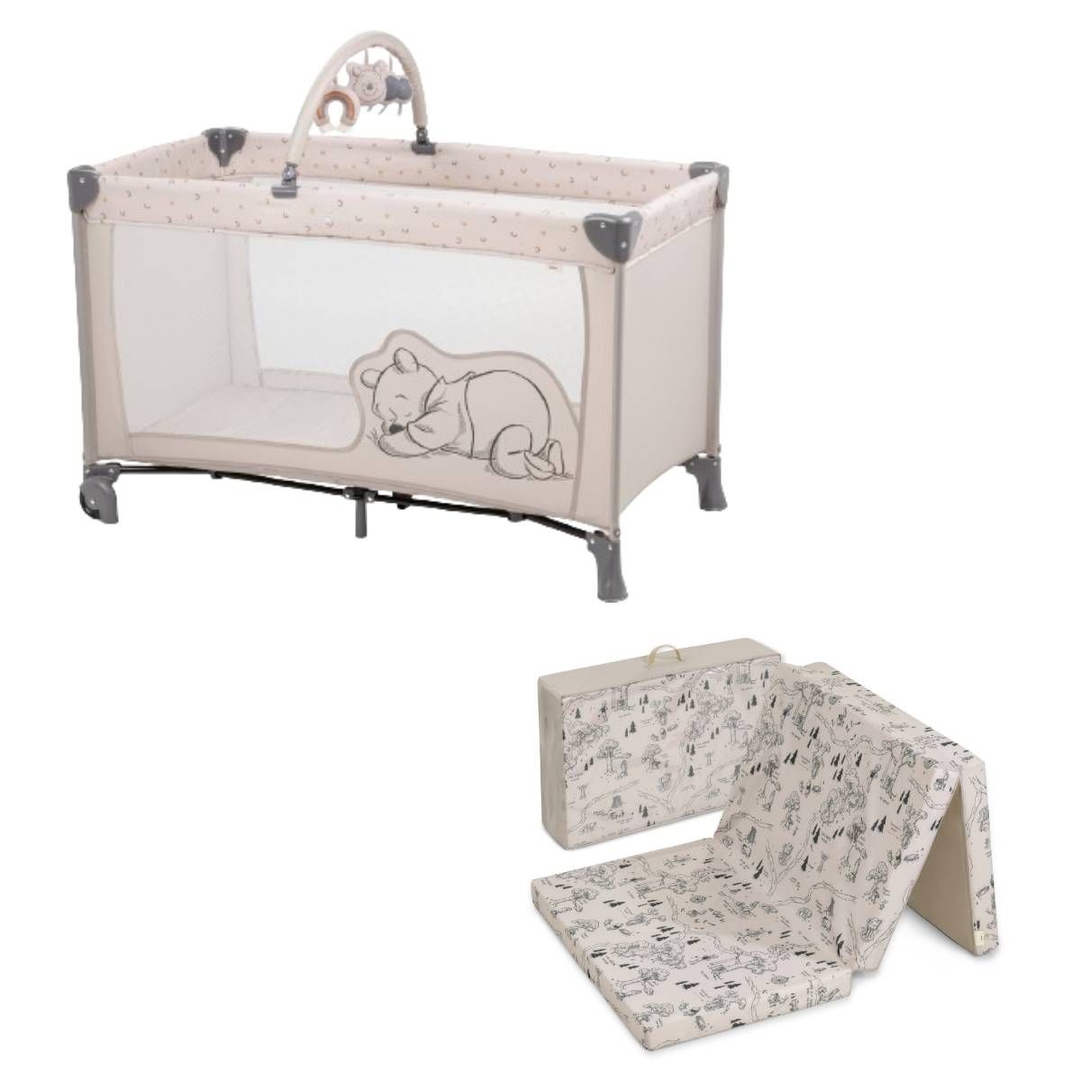 HAUCK Lit parapluie Dream N Play + Matelas pour lit parapluie Sleeper Winnie l'ourson Beige