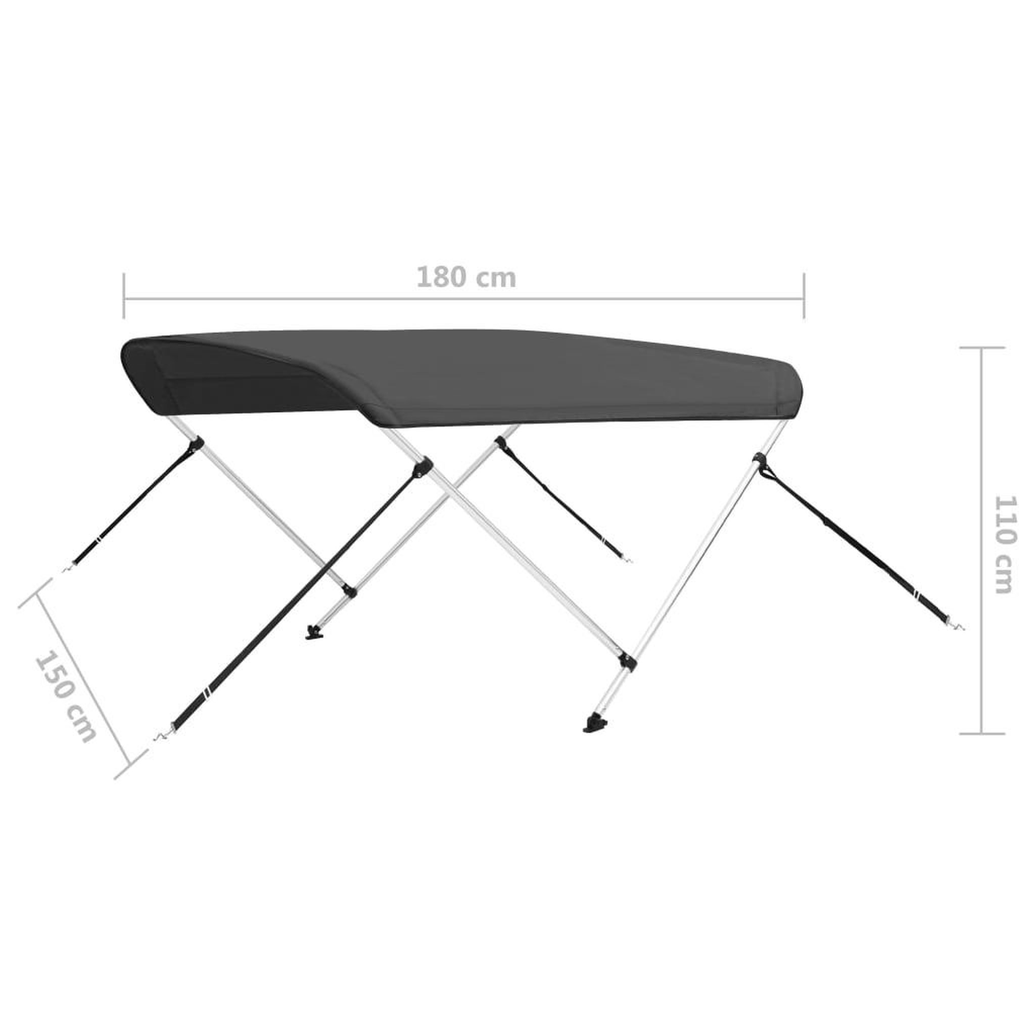 Voir la diapositive 6 : VIDAXL Auvent bimini a 2 arceaux Anthracite 180x150x110 cm