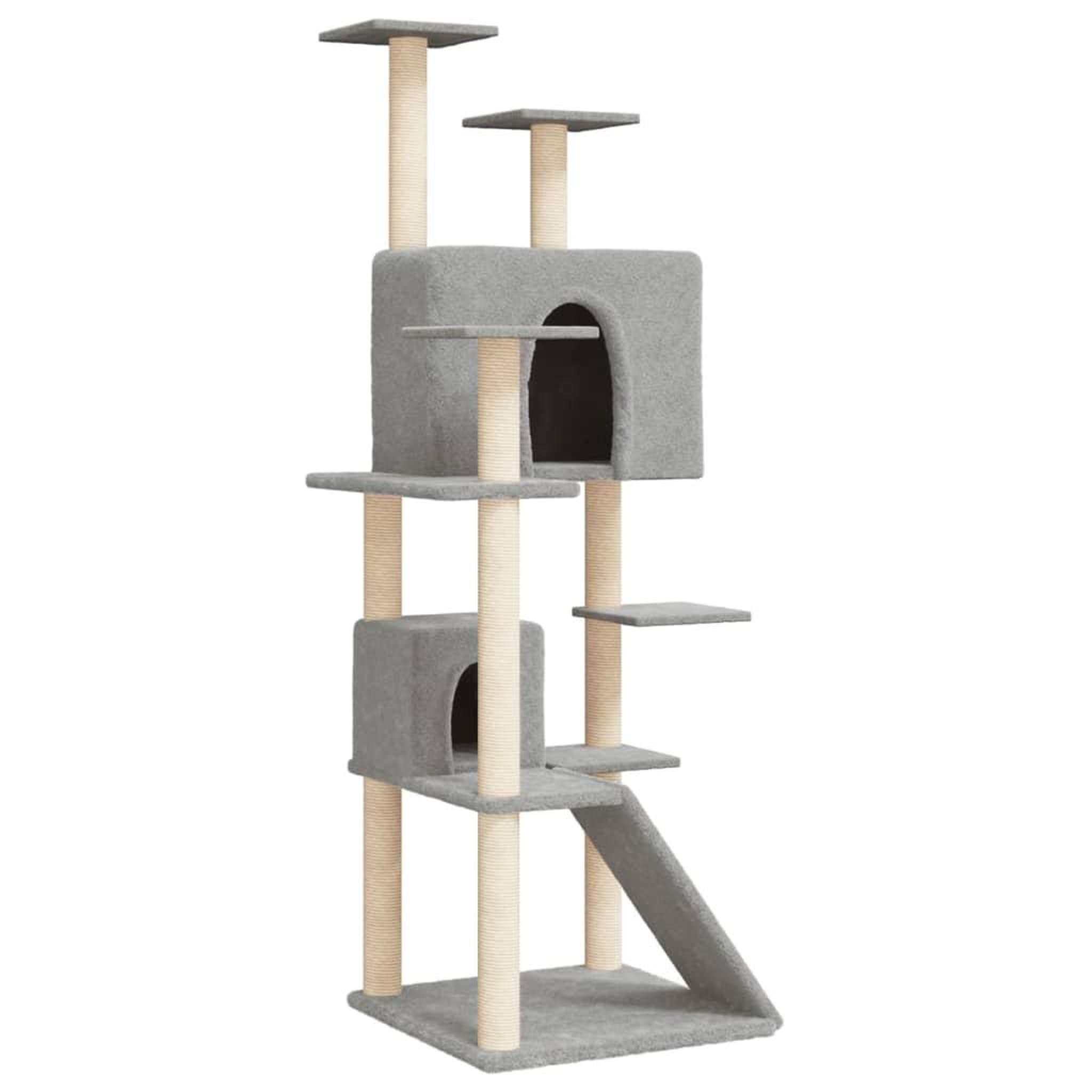 Voir la diapositive 2 : VIDAXL Arbre a chat avec griffoirs en sisal Gris clair 153 cm