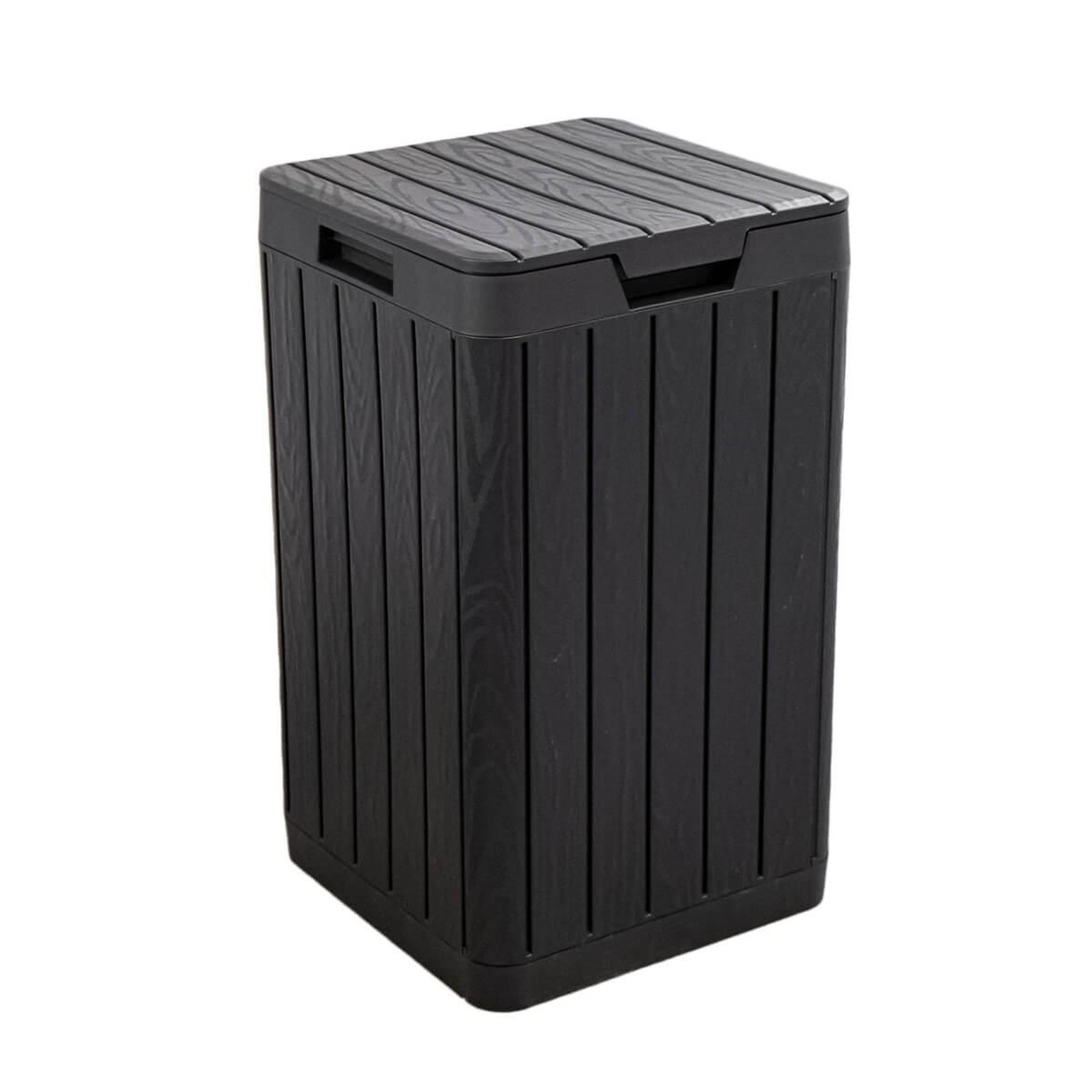 Voir la diapositive 1 : Toomax Poubelle de jardin 80 Litres Noire 38 x 38 x H65 cm Couvercle à pression TOOMAX