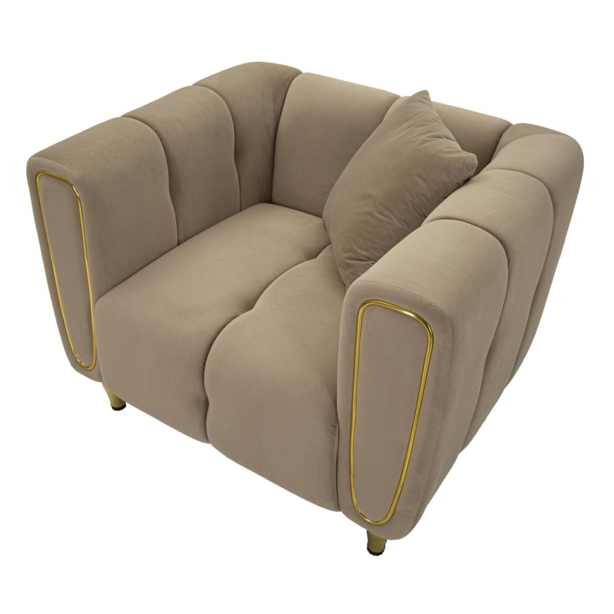 Voir la diapositive 4 : Paris Prix Fauteuil en Velours Matelassé  Alma  97cm Gris